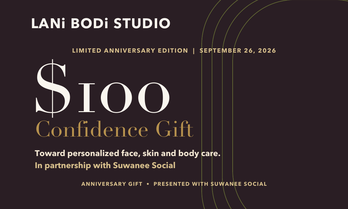 Front of the LANi BODi STUDIO $100 Suwanee Social anniversary gift card